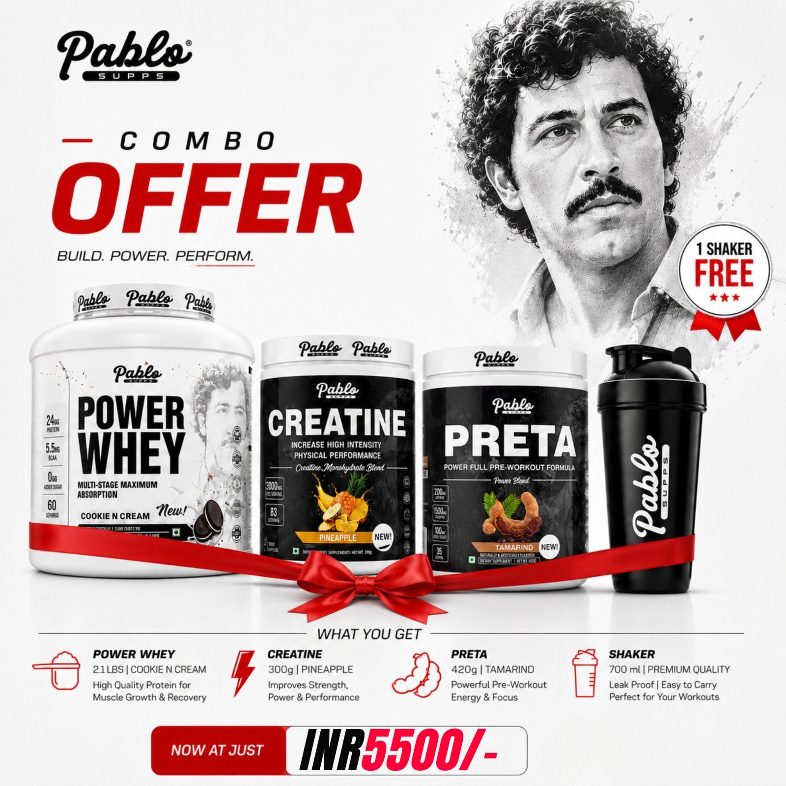 Combo: Whey + Pre-Workout + Creatine + Shaker - Image 2